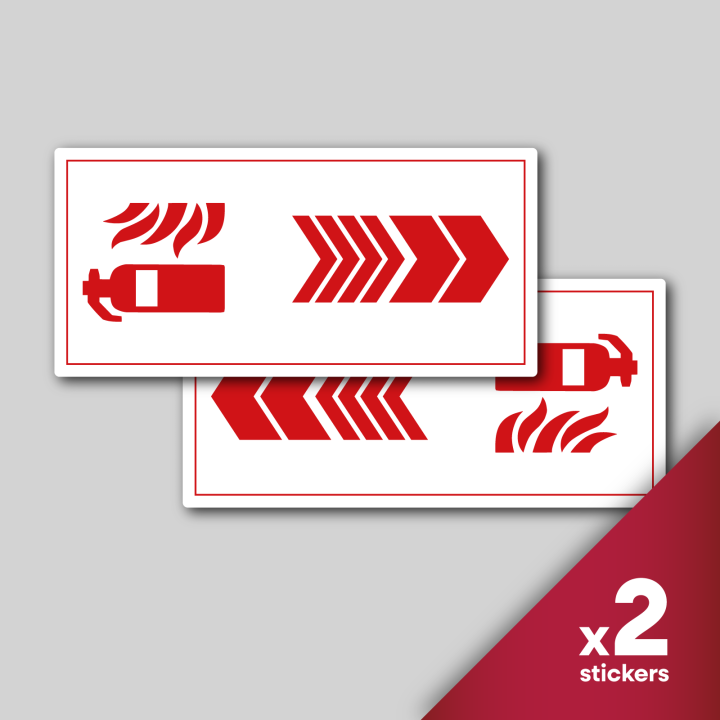 2x Stickers directionnels Extincteur